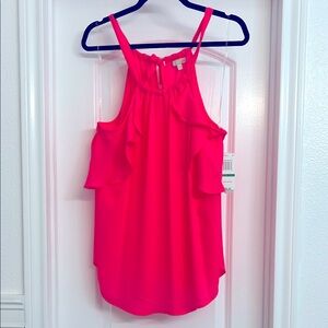 Gianni Bini Neon Pink Ruffle Tank
